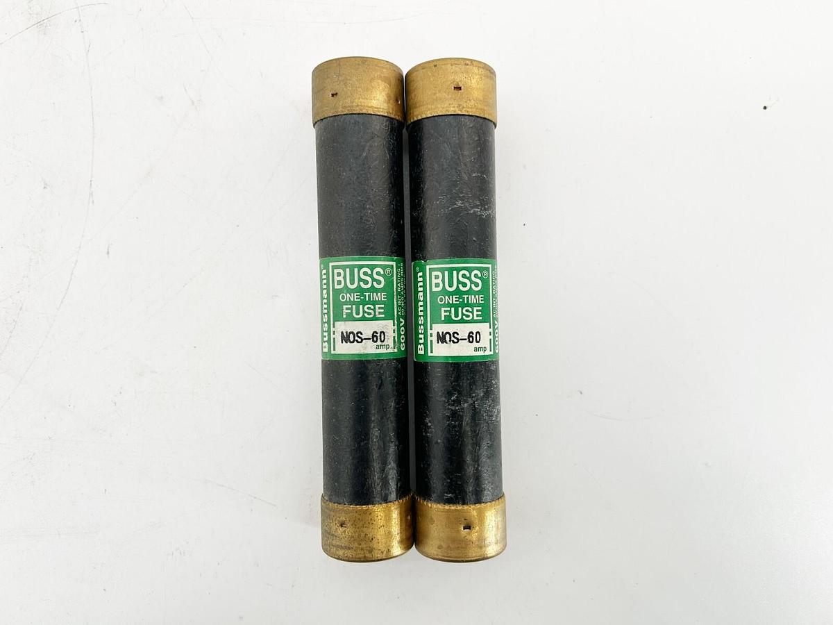 New Lot of 2 Bussmann NOS-60 One Time Fuse 600V 60A