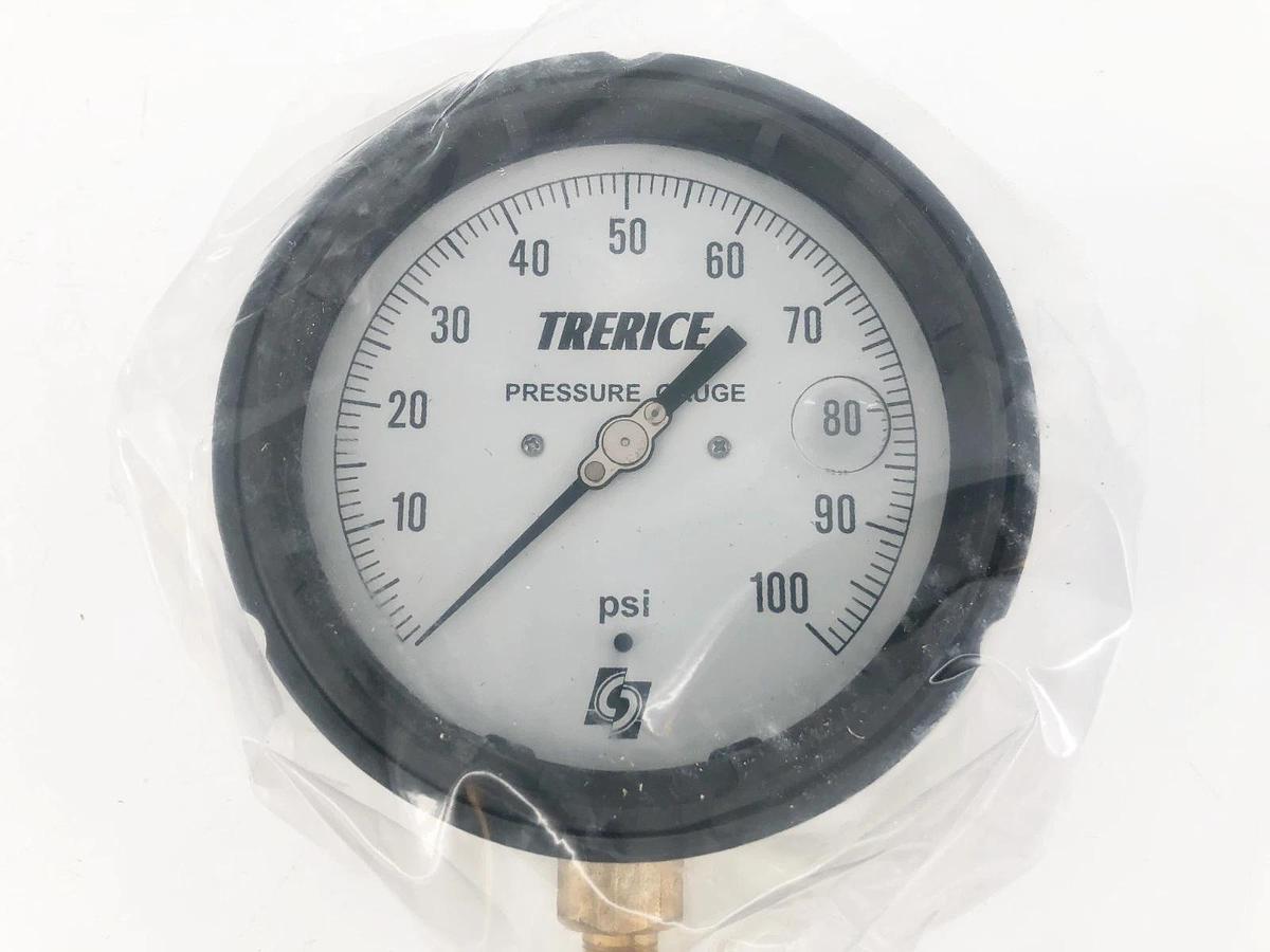 New Trerice 450LFB4502LA100 Process Gauge 450LFB 4.5" 100psi 1/4" NPT Lower