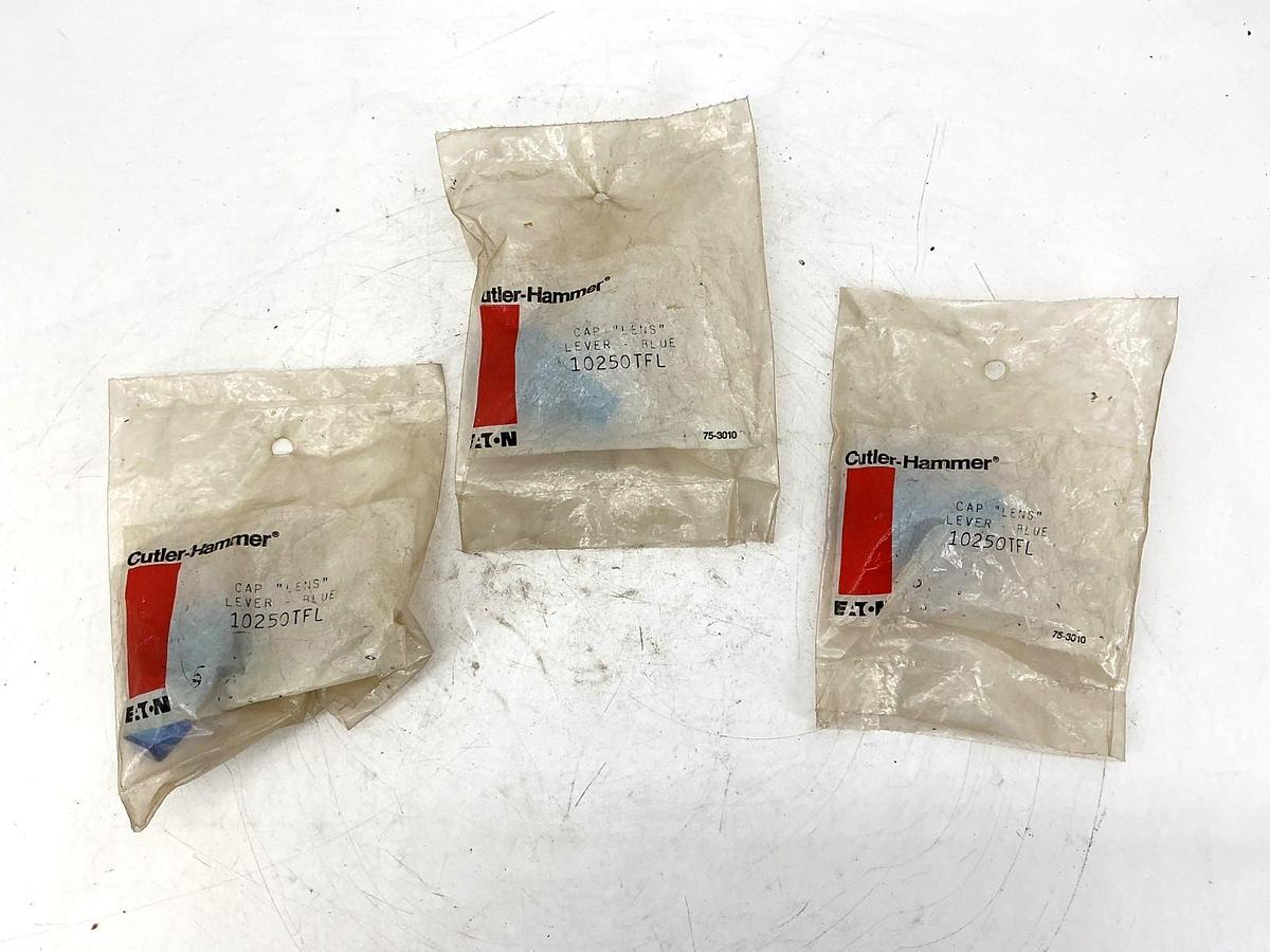 Lot of 3 New Eaton Cutler-Hammer 10250TFL Selector Switch Cap Lens Lever Blue