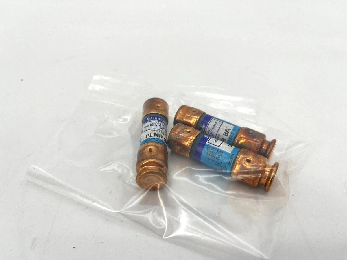 Lot of 3 New Littelfuse FLNR8A Class RK5 Fuses 8A 250VAC FLNR008