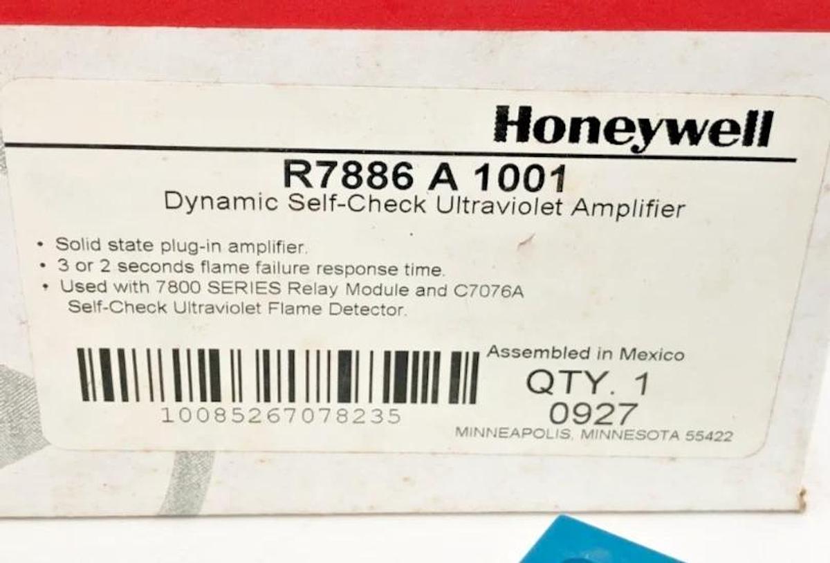 New Honeywell R7886A1001 Dynamic Self-Check Ultraviolet Amplifier 7800 Series