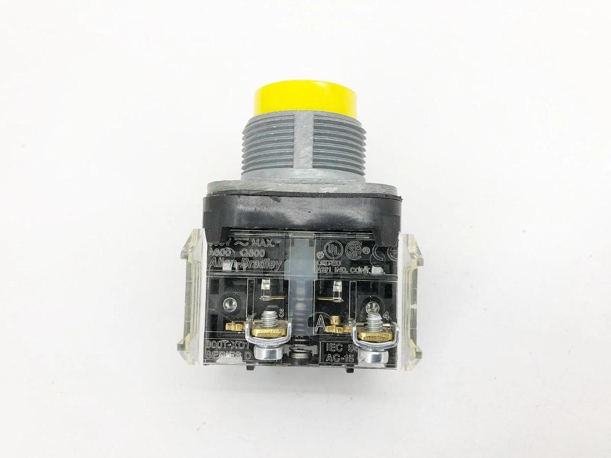 New Allen Bradley 800T-B9D1 Ser. T Yellow Extended Head Pushbutton