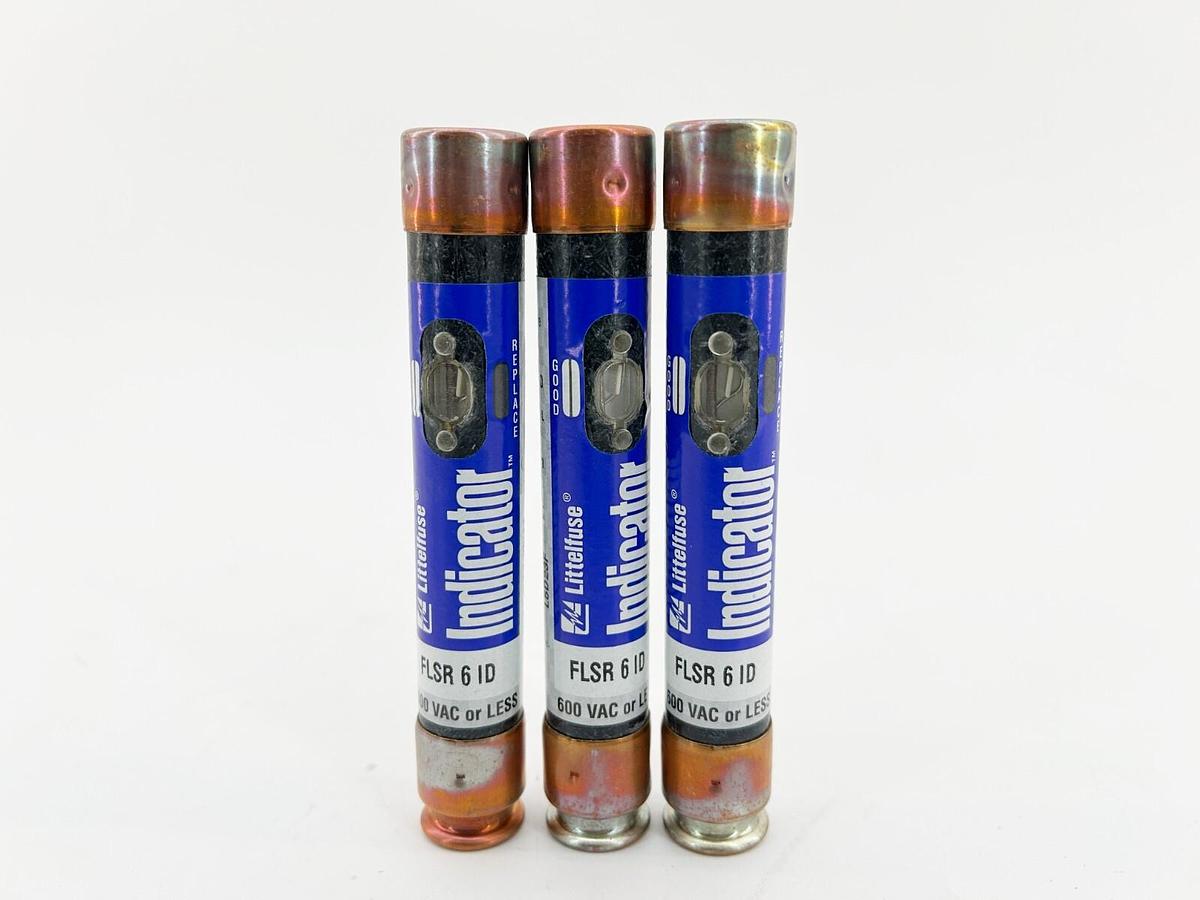New Lot of 3 FLSR-6-ID Time Delay Fuse 6A 600V Class RK5- No Box