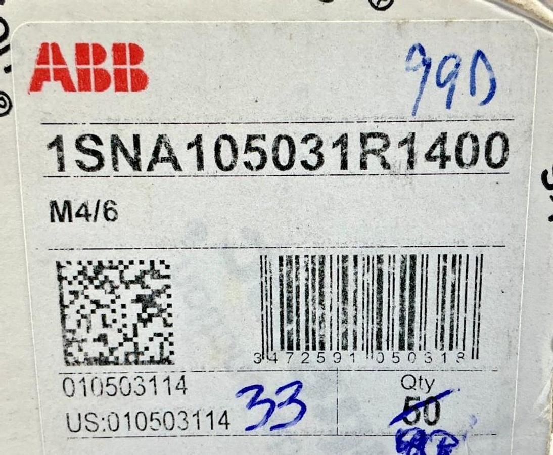 Box of 33 New ABB Entrelec 1SNA105031R1400 Terminal Block Black 10AWG 30A 600V