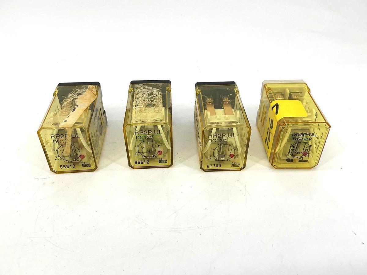 Used Lot of 4 IDEC RR2P-UL-DC12V Relay 2-Pole 8-Pin 12VDC Coil RR2P-UL