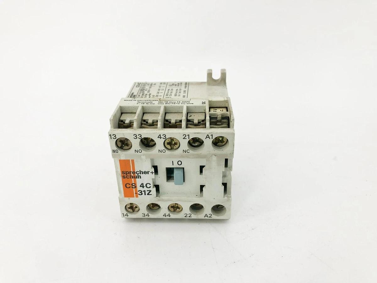Used Sprecher + Schuh CS4C-31Z Industrial Control Relay 600VAC 24VDC
