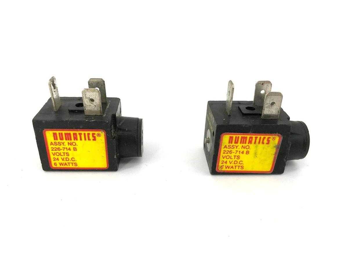 Used Lot of 2 Numatics 226-714B Solenoid Coils 24VDC 6W