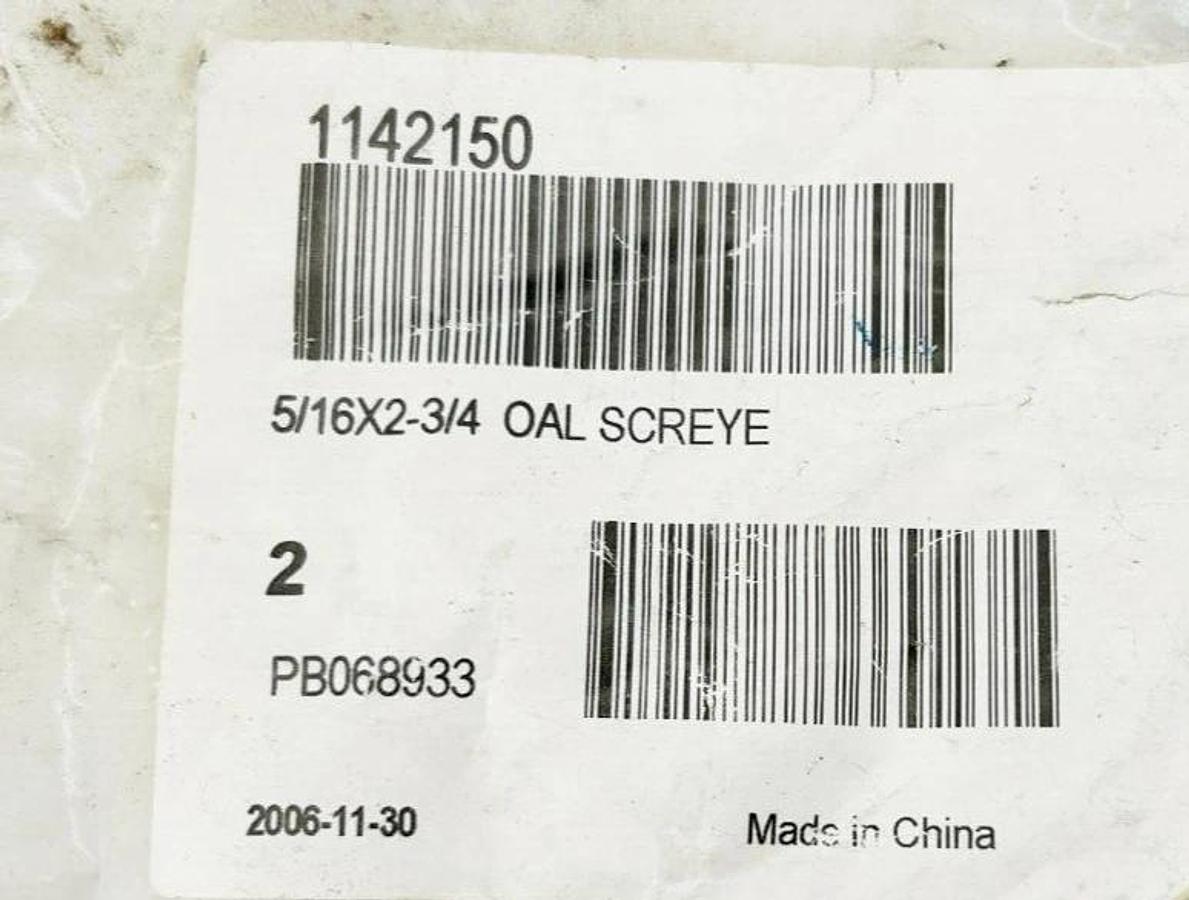 Lot of 8 New Fastenal 1142150 Screw Eye Bolts 5/16"x2-3/4" OAL