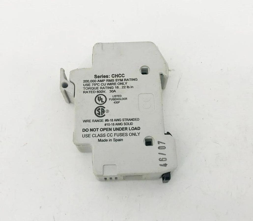 Used Lot of 4 Bussmann CHCC1DI Fuse Holders 1P 30A 600V Fuse Holders