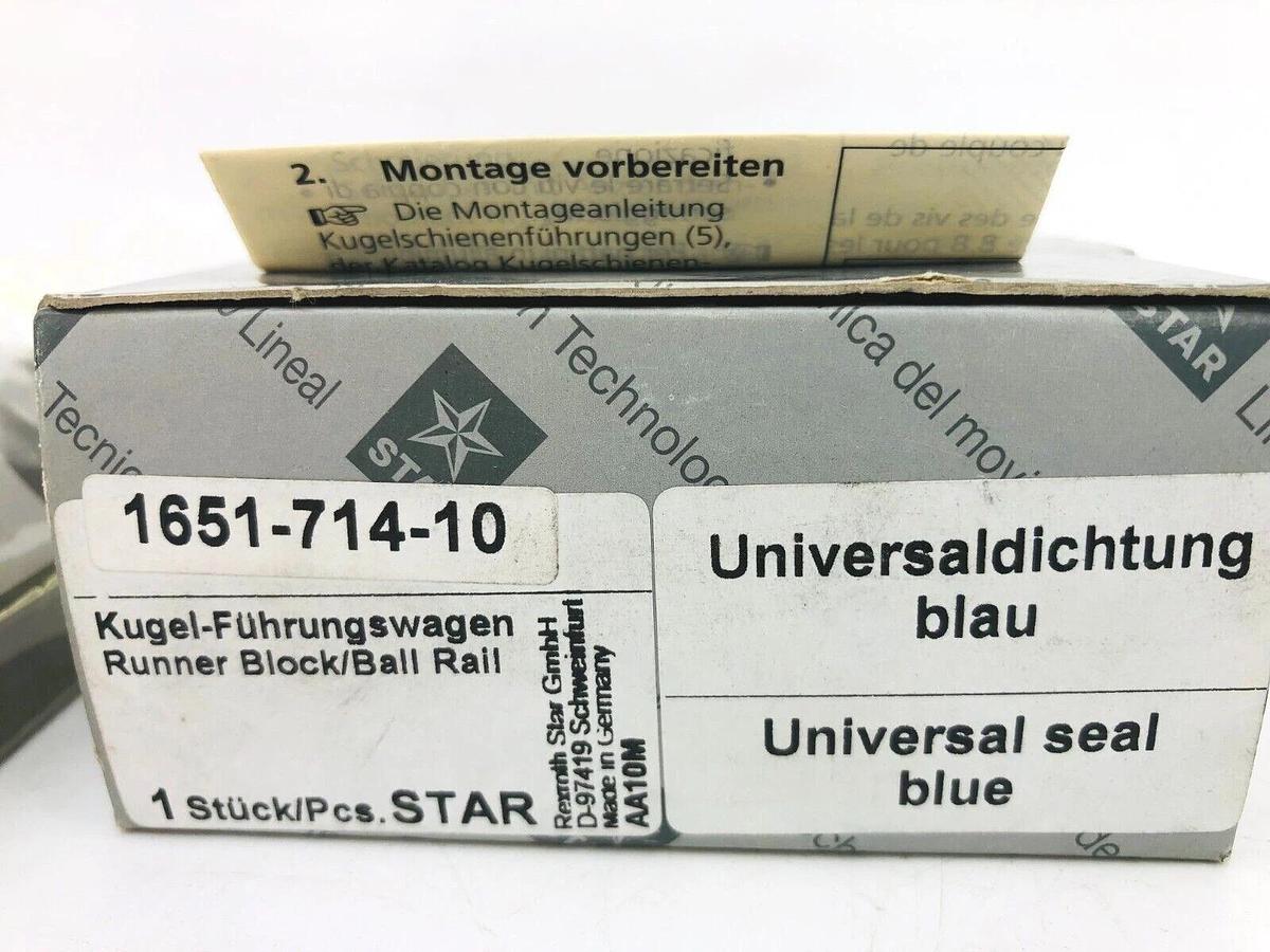 Used New Rexroth Star 1651-714-10 Ballrail Runner Block FNS 30mm