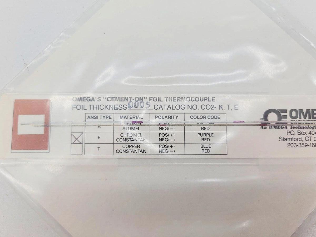 New Omega CO2-E Chromel Constantan Thermocouple 0005 thickness 425C 6"
