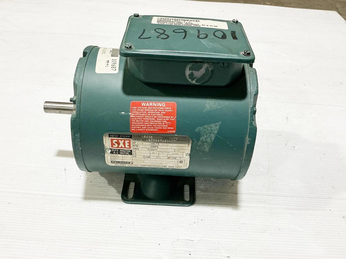 Used Reliance B77B8742N-PT Electric Motor 3/4HP 575V 1725RPM 3PH FK55