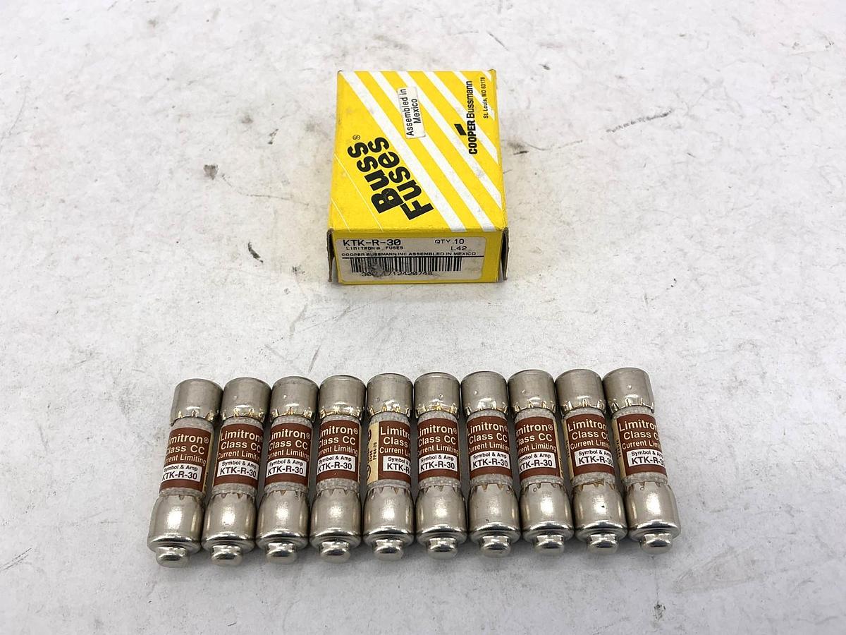 New Bussmann KTK-R-30 Limitron Current-Limiting Class CC Fuse 30A 600V Box of 10