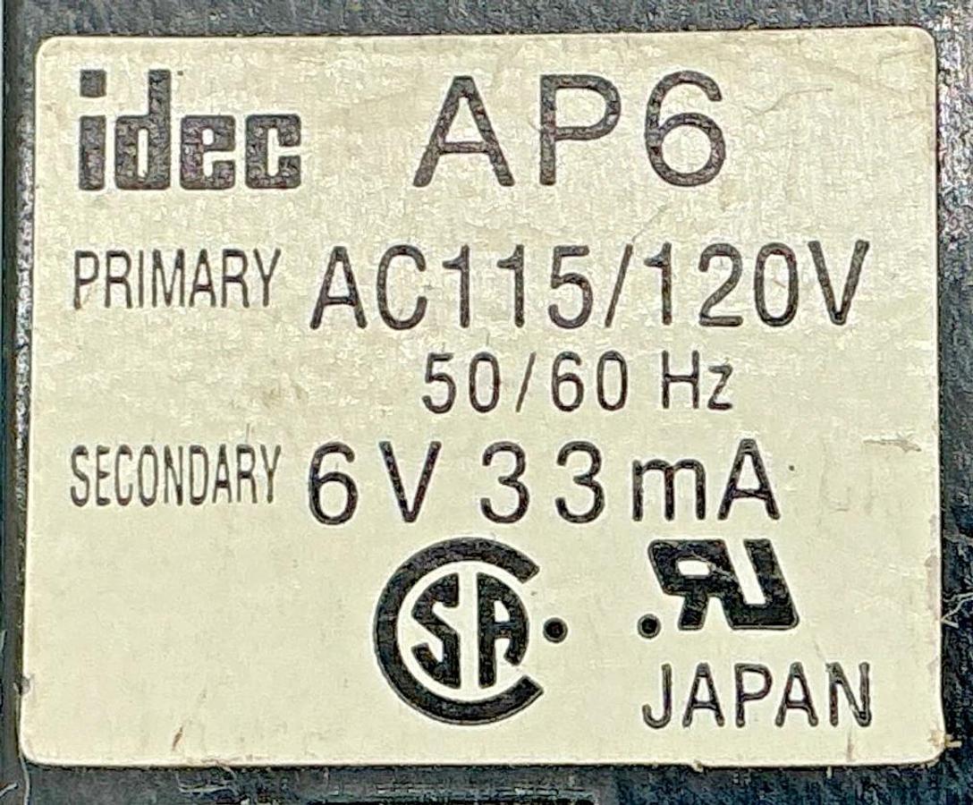 Used Lot of 2 IDEC AP6-0126D Transformer 115/120VAC 50/60HZ AP60126D AP6