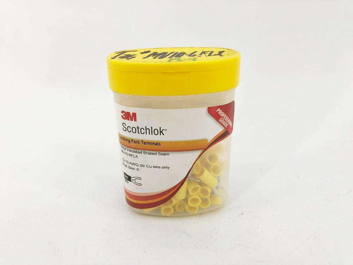 New 3M Scotchlok MV10-6FLX Locking Fork Terminals 12-10 AWG #6 Stud (Pack of 50)