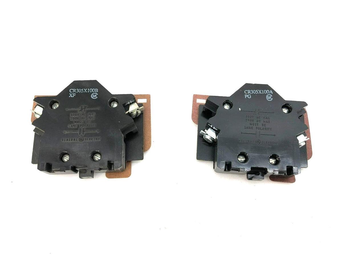 Lot of 2 New GE General Electric Misc. Auxiliary Contacts CR305X100A CR305X100B