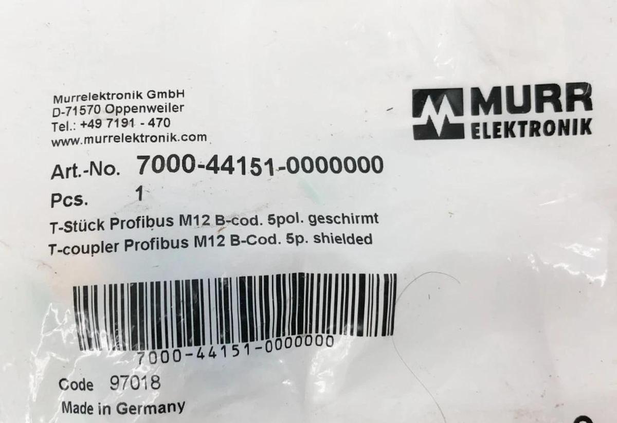 New Murr Elektronik 7000-44151-0000000 T-Coupler Profibus M12 B-Cod 5p Shielded