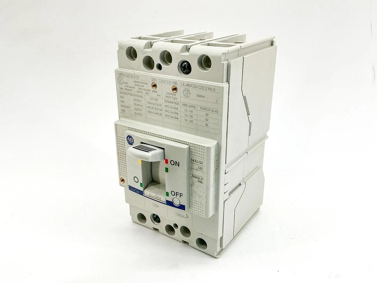 New Allen Bradley 140G-G2C3-D12 Molded Case Circuit Breaker 600Y/347V 125A Ser.A