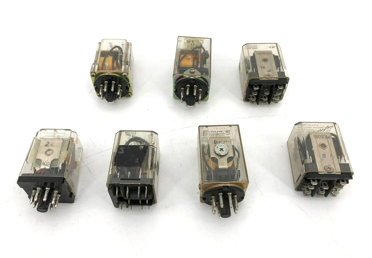 Lot of 7 Potter & Brumfield Relays KUMP-14A18, KAP11AG, KRPA-11DN-24, KRP11AG