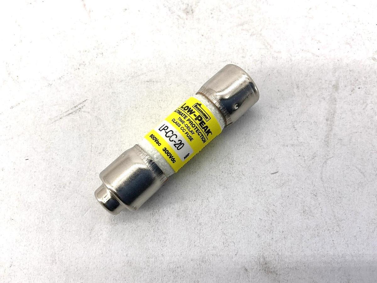 New Bussmann LP-CC-20 Low-Peak Time-Delay Class CC Fuse 20A 600V Box of 10