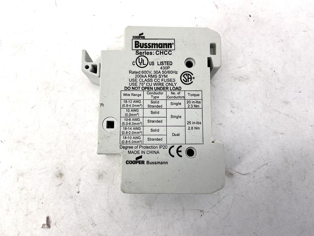 Lot of 2 New Bussmann CHCC Fuse Holder Class CC 30A 600V 50/60HZ