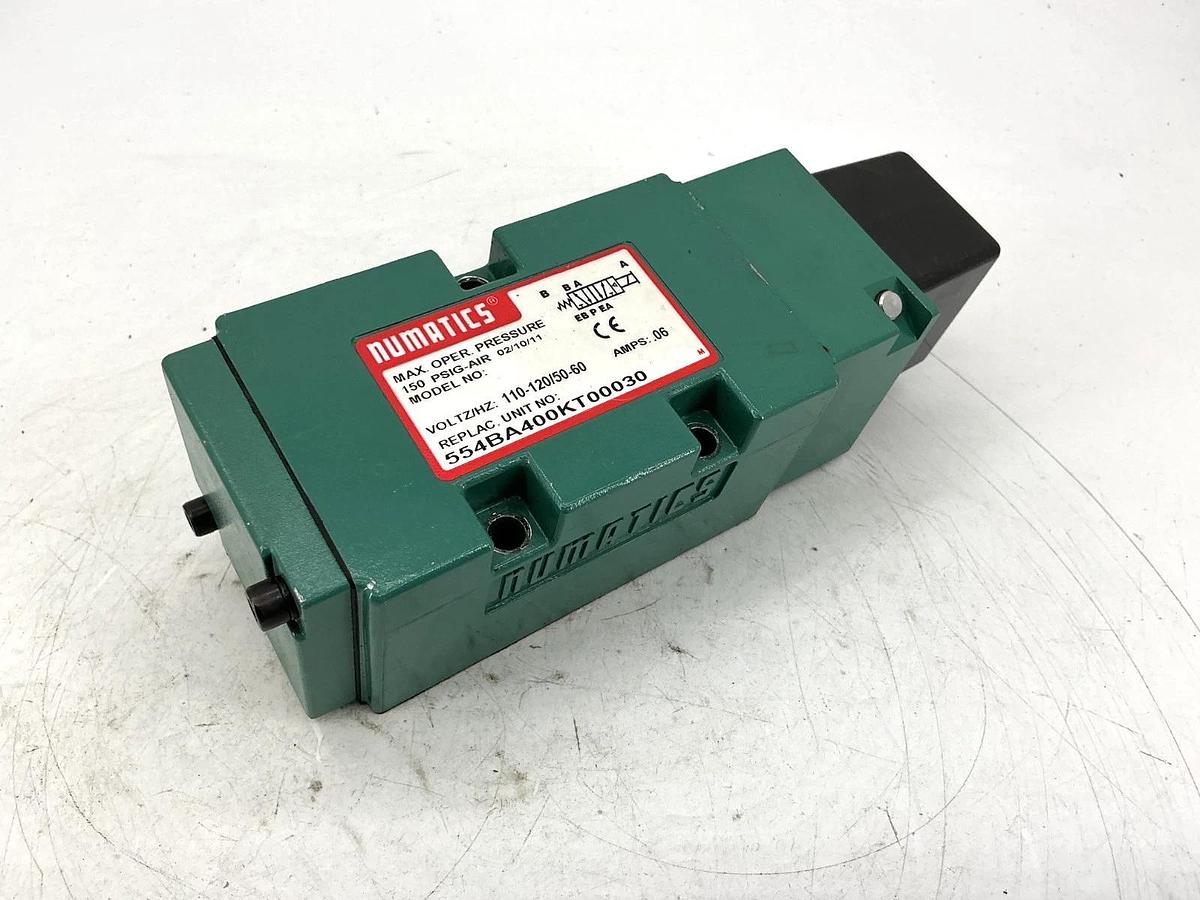 Used Numatics 554BA400KT00030 Solenoid Valve 150PSIG-Air 0.06A 110/120V 50/60HZ