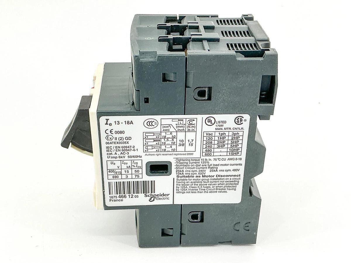 New Telemecanique GV2ME20 Motor Circuit Breaker 600V 15HP 3PH