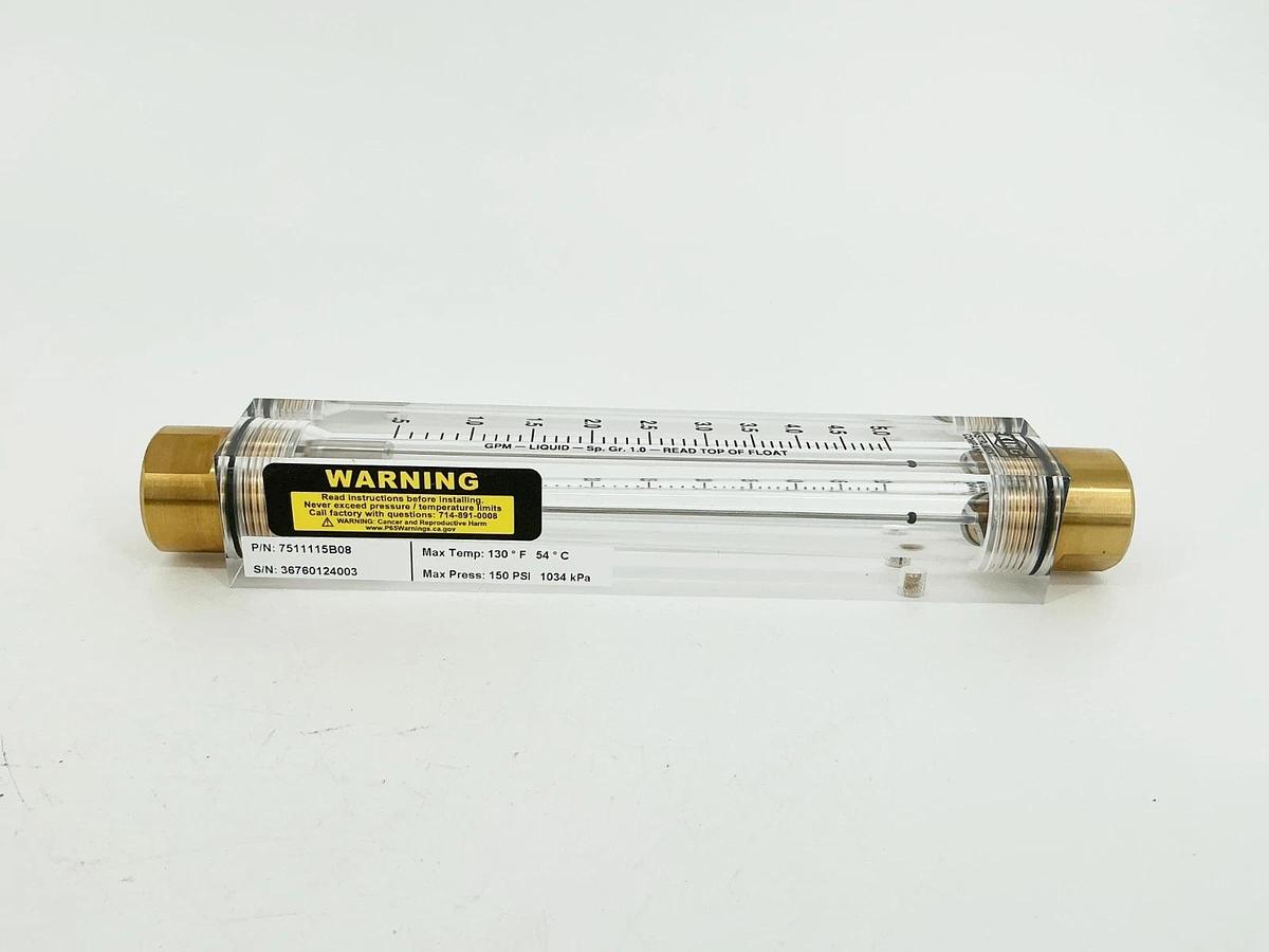 New King Instrument Co. 7511115B08 Flow Meter 150PSI 5GPM 1/2" NPT - No Box