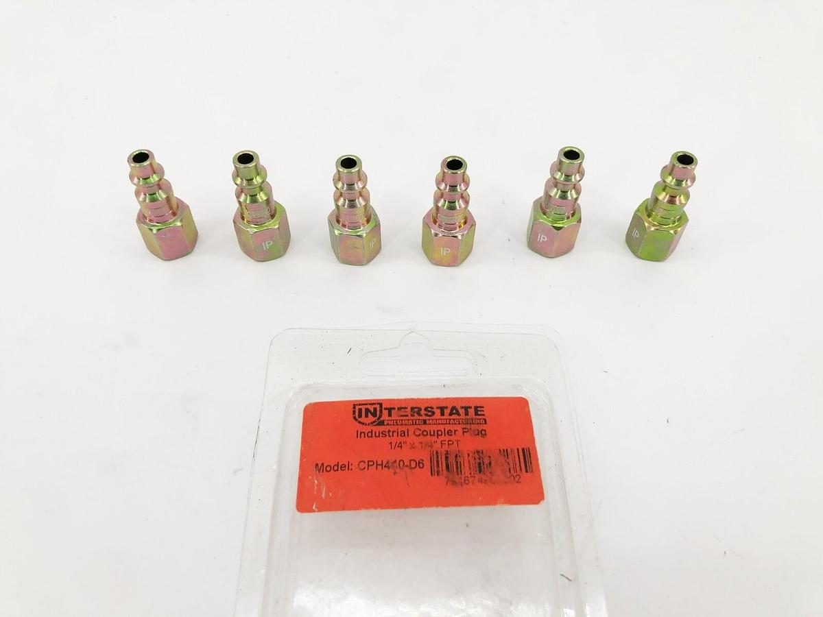 Lot of 6 New Interstate Pneumatics CPH440-D6 Female Coupler Plugs 1/4" x 1/4"