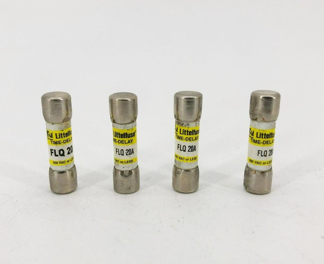 Lot of 4 New Littelfuse FLQ 20A Time Delay Fuses 20A 500VAC