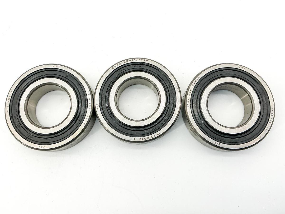 New Lot of 3 SKF 6206-2RS1/C3GJN Roller Bearing 1605031C-0 - No Box