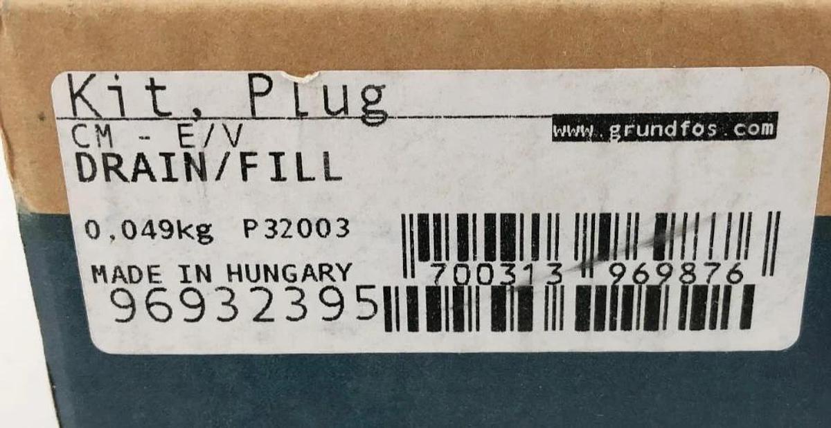 New Grundfos 96932395 Drain Fill Plug Kit for CM-E/V (Missing One Plug)