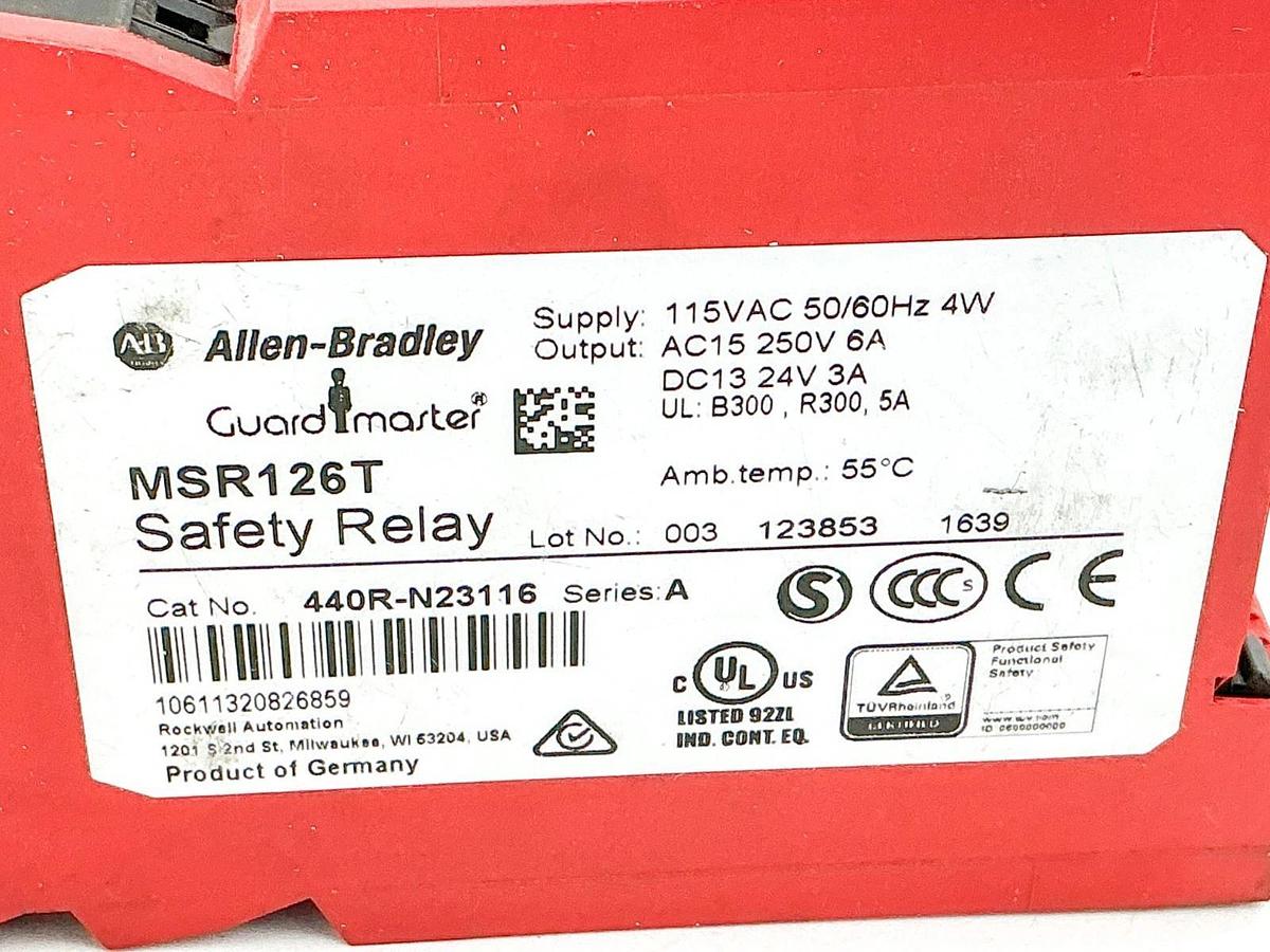 New Allen Bradley 440R-N23116 Guardmaster Safety Relay 115VAC 4W MSR126T No Box