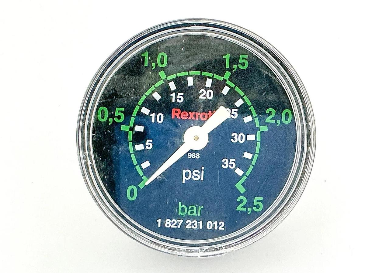 New Rexroth 1-827-231-012 Pressure Gauge 0-2.5Bar 0-35PSI 2" Face