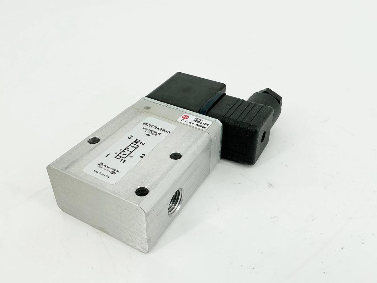 New Norgren 8022775-0240-D Solenoid Valve 120PSIG 24V 3W 9933101