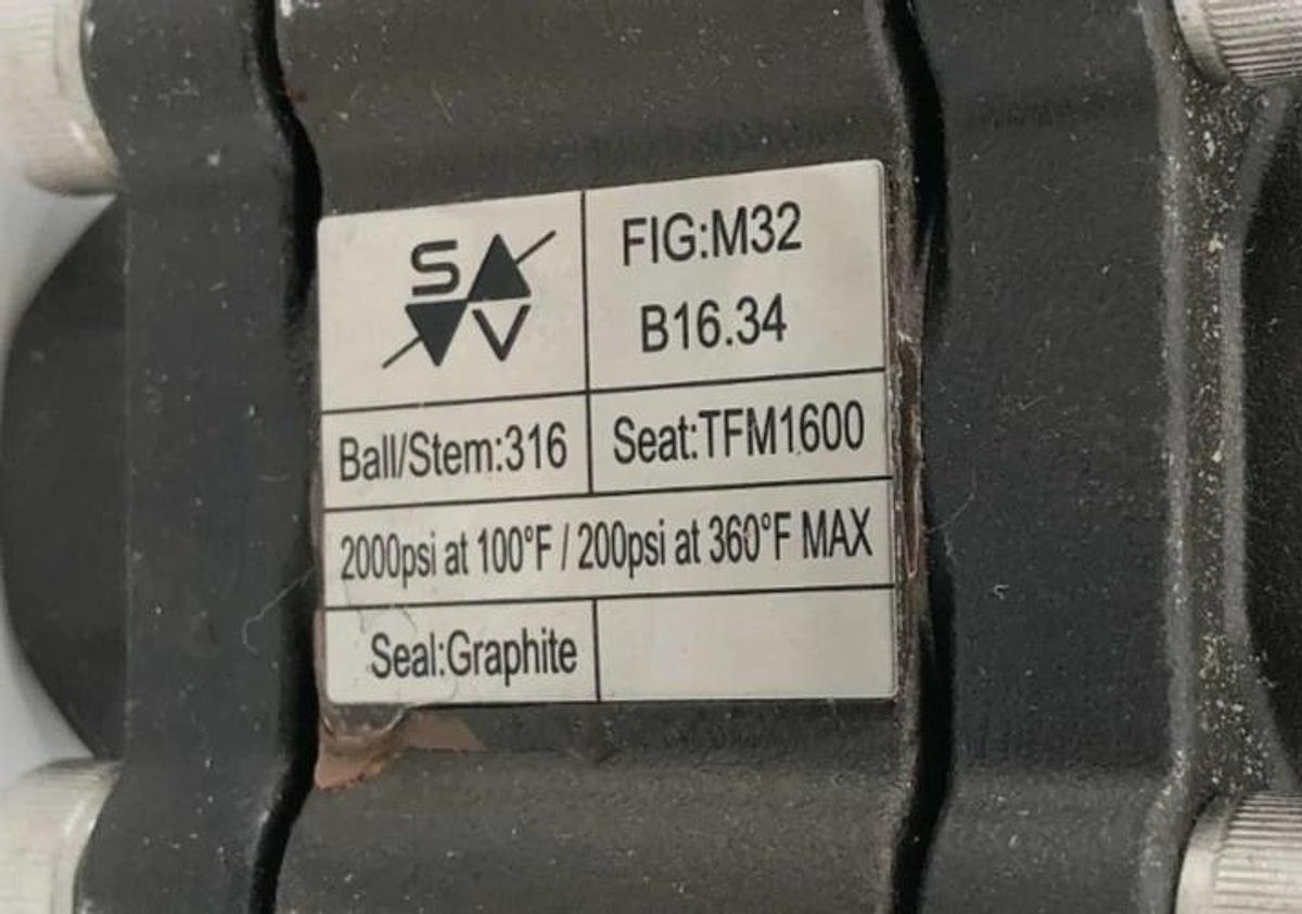Used Sesto Valves M32S-0T-C60F-L Ball Valve 3/4" 2000WOG B16.34