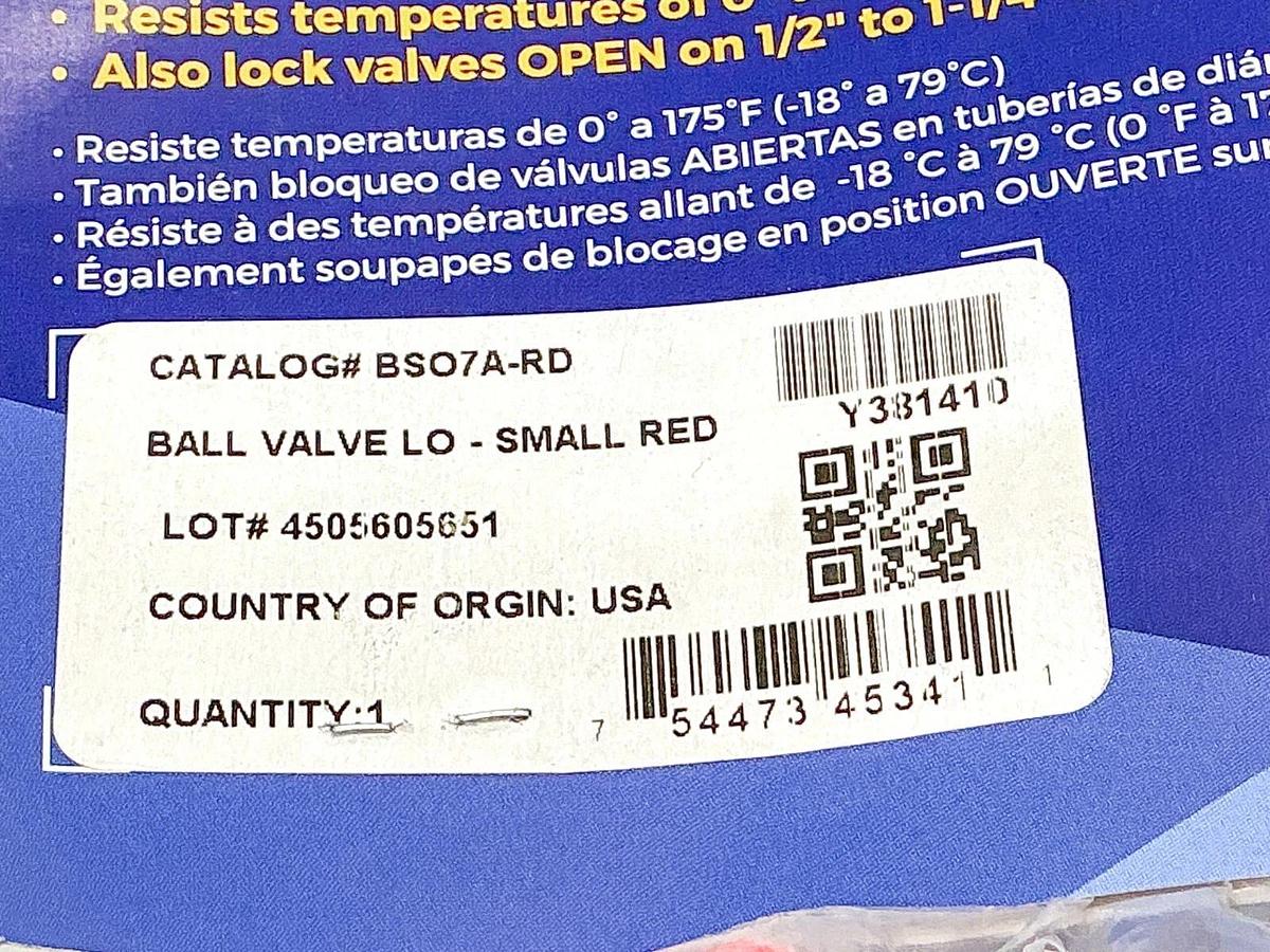 New Brady BS07A-RD 4 Legged Ball Valve Lockout 1/2-2.5" Pipes