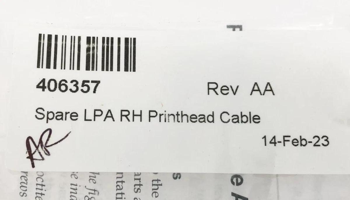 New Videojet 406357 Spare LPA RH Printhead Cable Rev AA