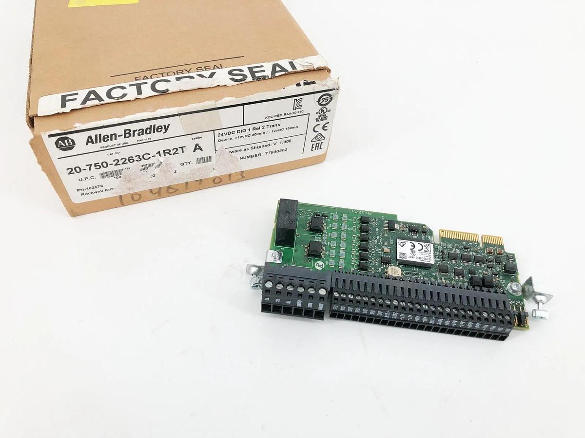 New Allen Bradley 20-750-2263C-1R2T Ser. A Powerflex 750 Tran I/O Card 24VDC