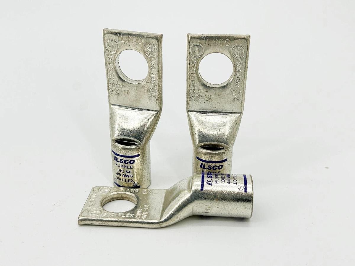 New Lot of 3 Ilsco CSWS-4/0-12 Copper Compression Lug 4/0 AWG Short Barrell