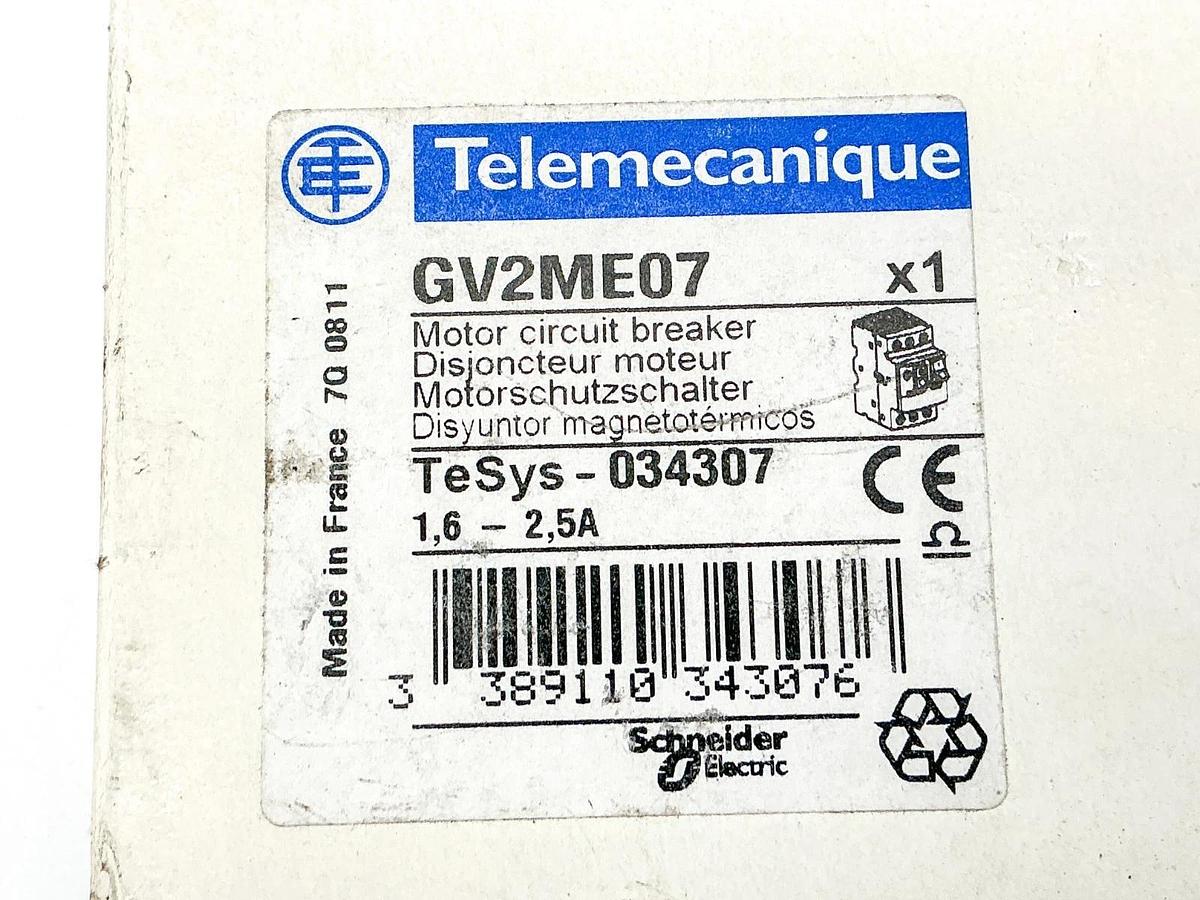 New Telemecanique GV2ME07 Motor Circuit Breaker 2.5A 034307