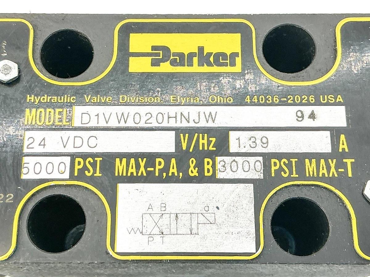 New Parker D1VW020HNJW 94 Solenoid Valve 24VDC 1.39A 5000PSI - No Box