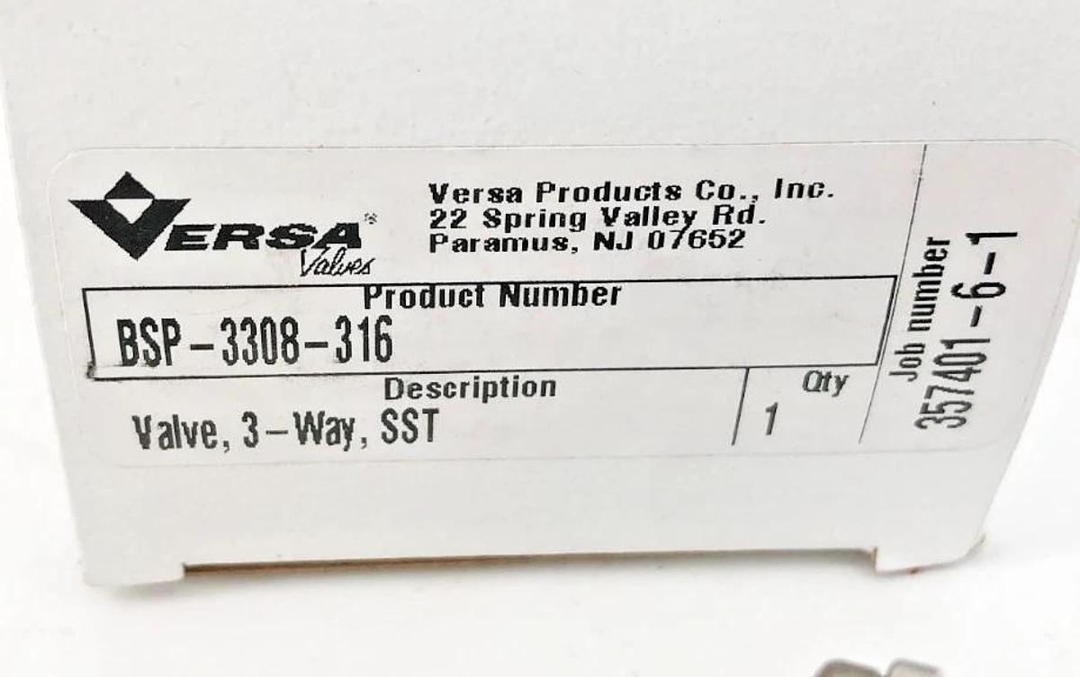 New Versa BSP-3308-316 Pneumatic Directional Valve Stainless Steel 3-Way 1/4"