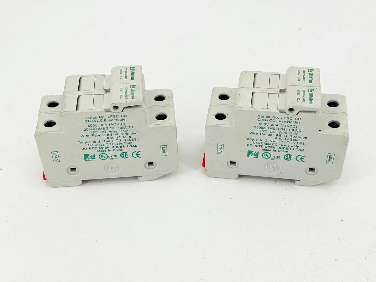 Used Lot of 2 Littelfuse LPSC CH Fuse Holder 600V 30A