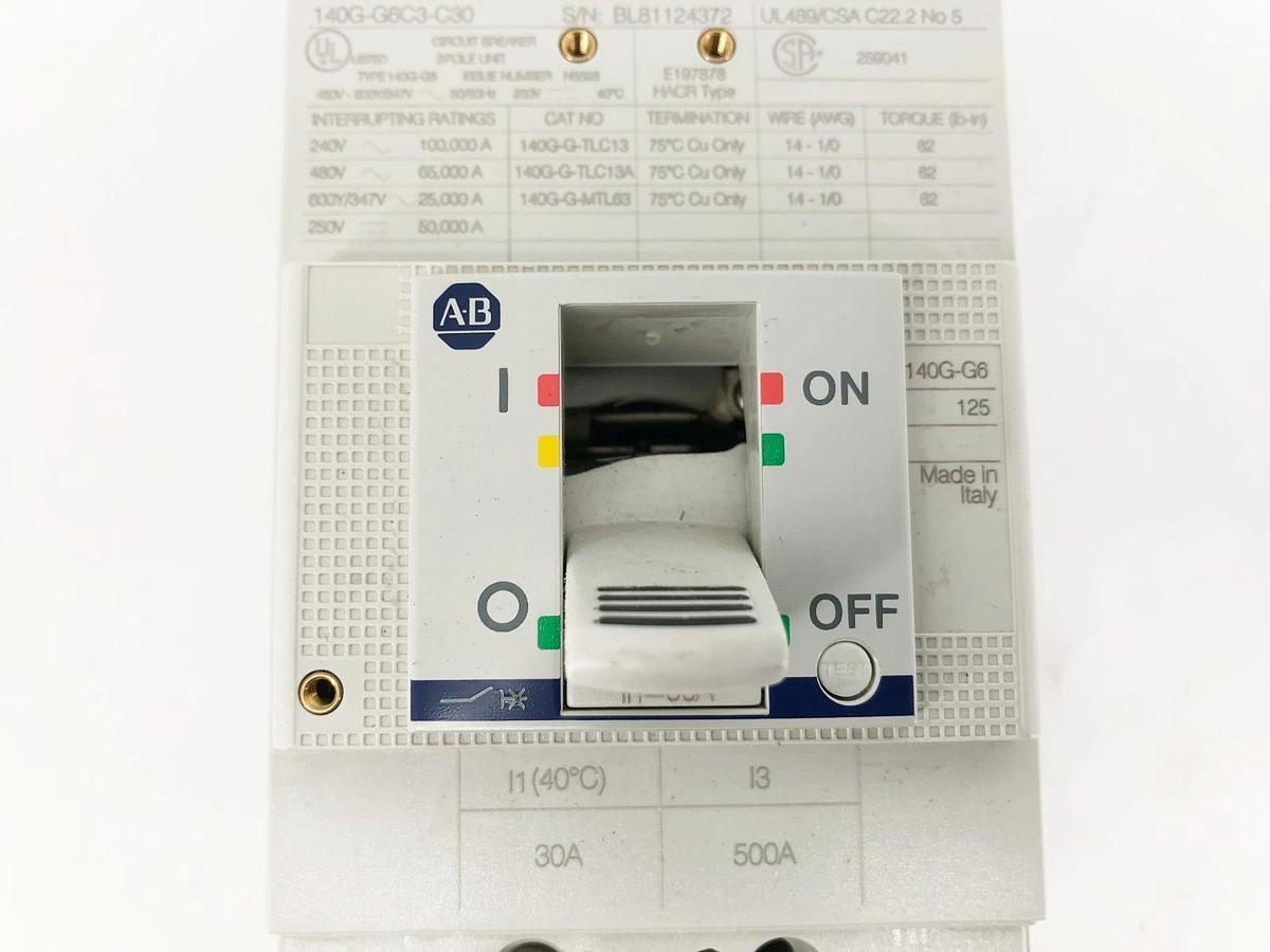 New Allen Bradley 140G-G6C3-C30 Circuit Breaker 30A 3P 480V - Cosmetic Damage