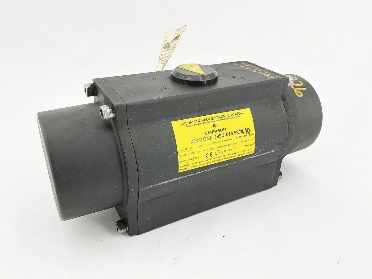 Used Emerson F89U-014SR10 Pneumatic Rack & Pinion Actuator 120PSI