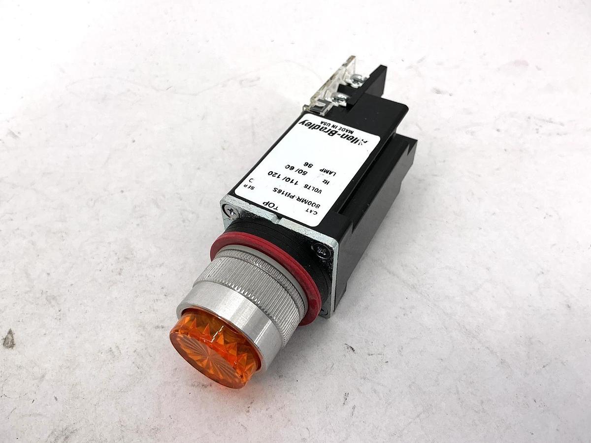 New Allen Bradley 800MR-PB16AAK Ser D Illuminated Pushbutton 120V Amber Lens