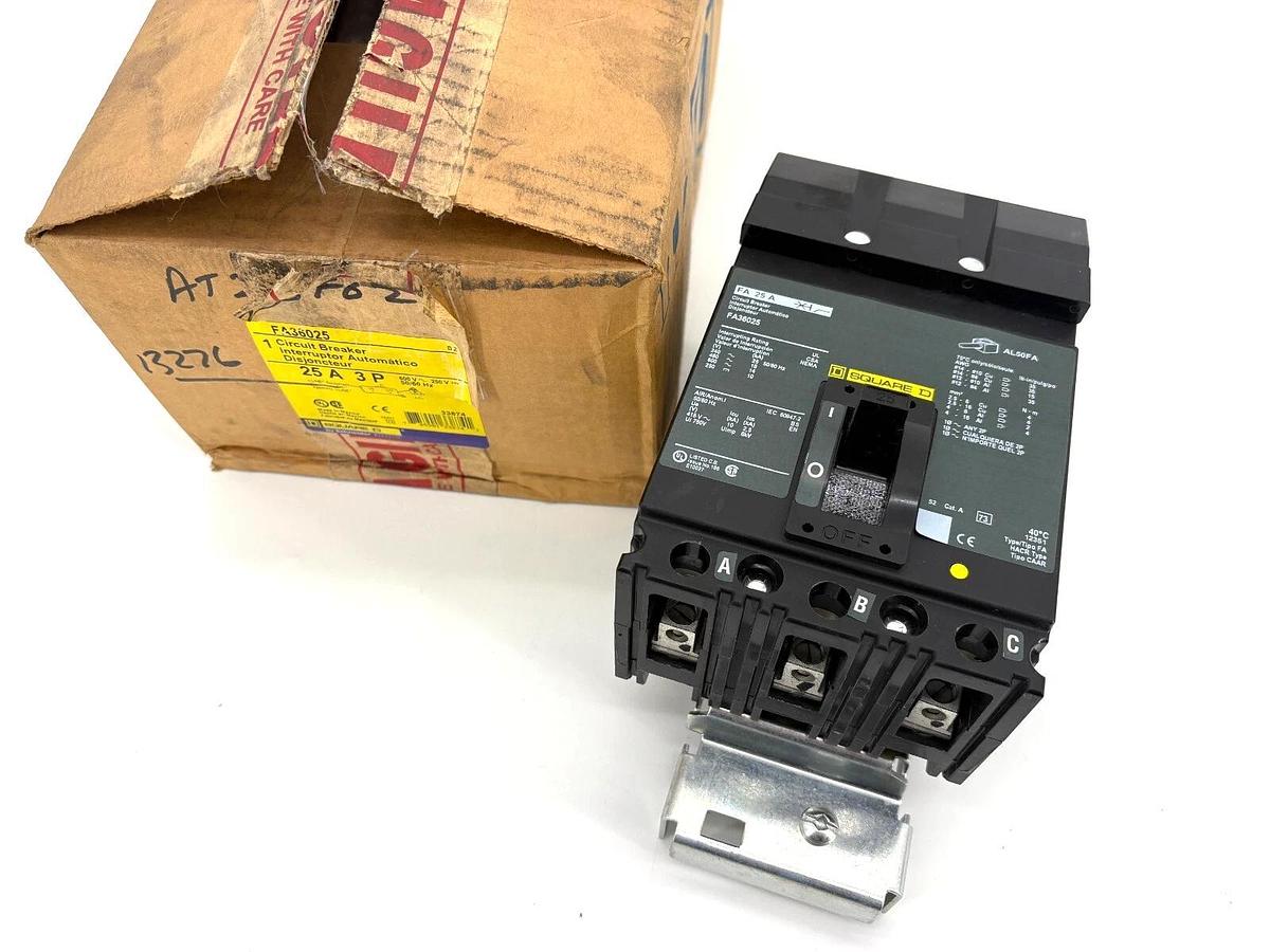 New Square D FA36025 Circuit Breaker 25A 3P 600V Max 785901338741