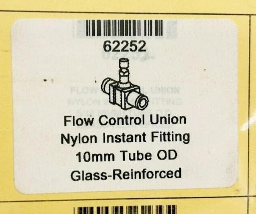 New Lawson Legris 62252 Inline 1-Way Flow Control Regulator 10 x 10mm 145psi