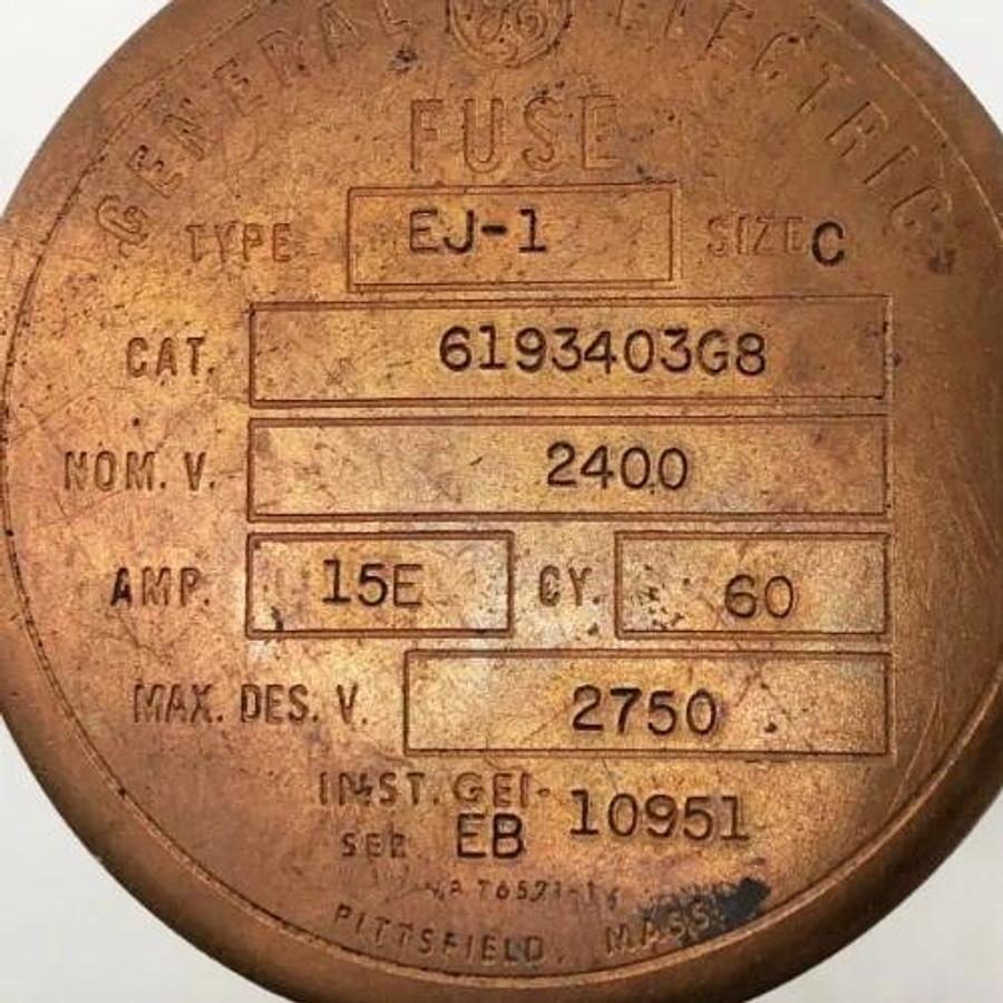 New GE General Electric 6193403G8 Fuse 2400V 15E Amp Type EJ-1 Size C